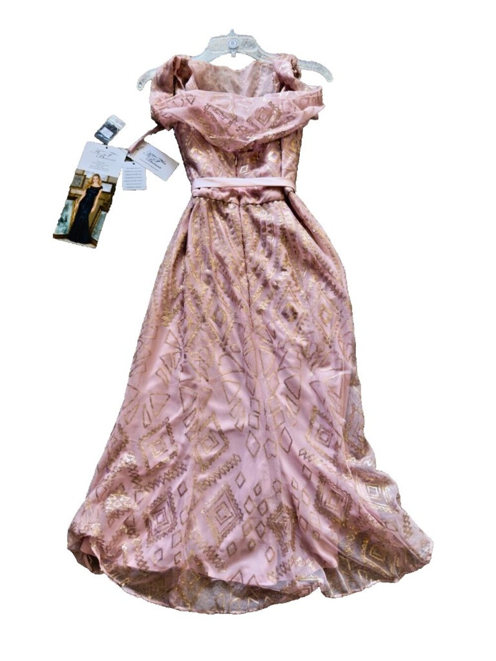 NWT Morilee Angelina Faccenda #20481 Blush Gold Sequin Mesh Formal Dress Size 14 - Picture 6 of 10